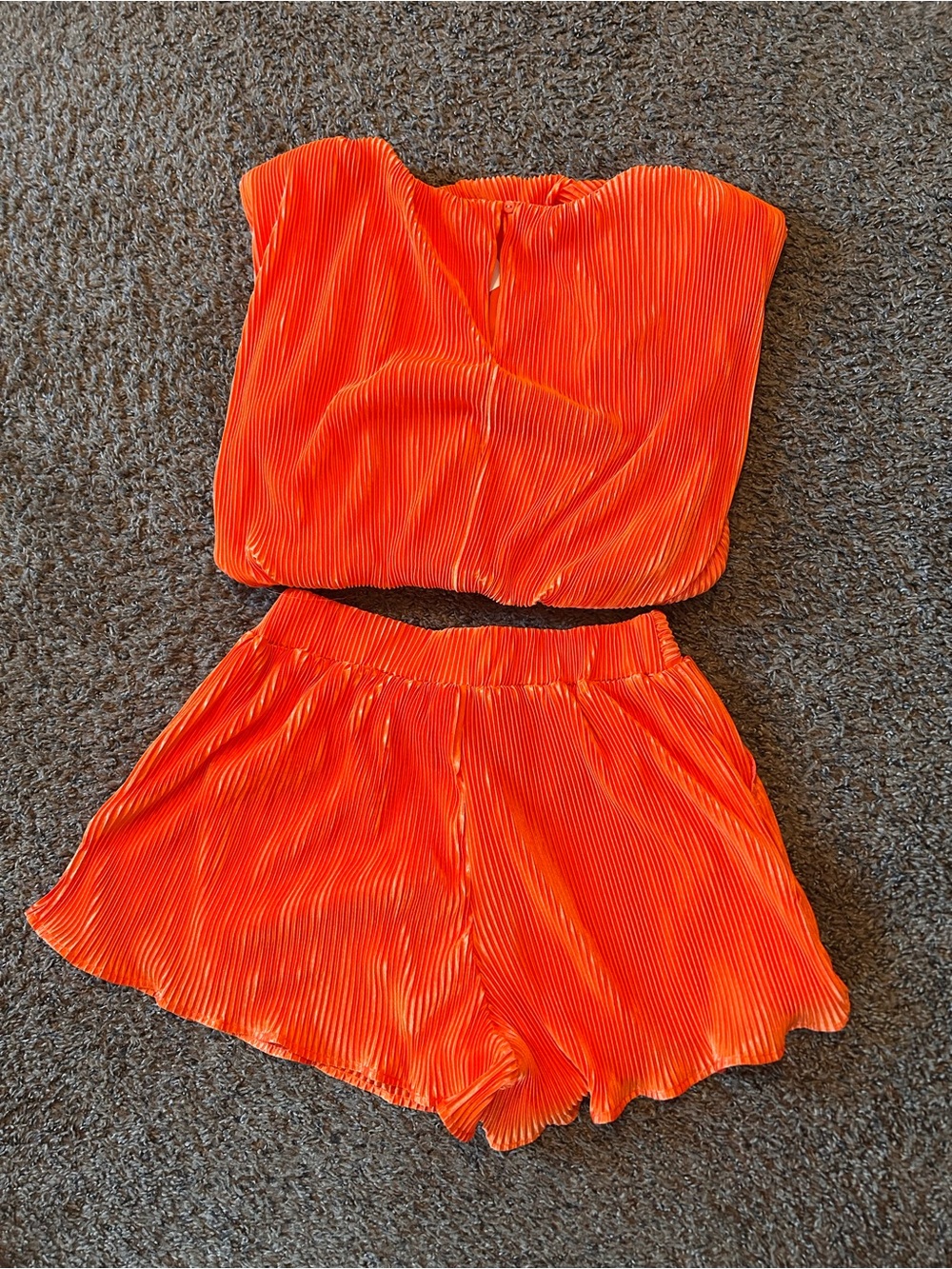 Go Big Orange Pleated Two-Piece Set - Picture 4 of 5
